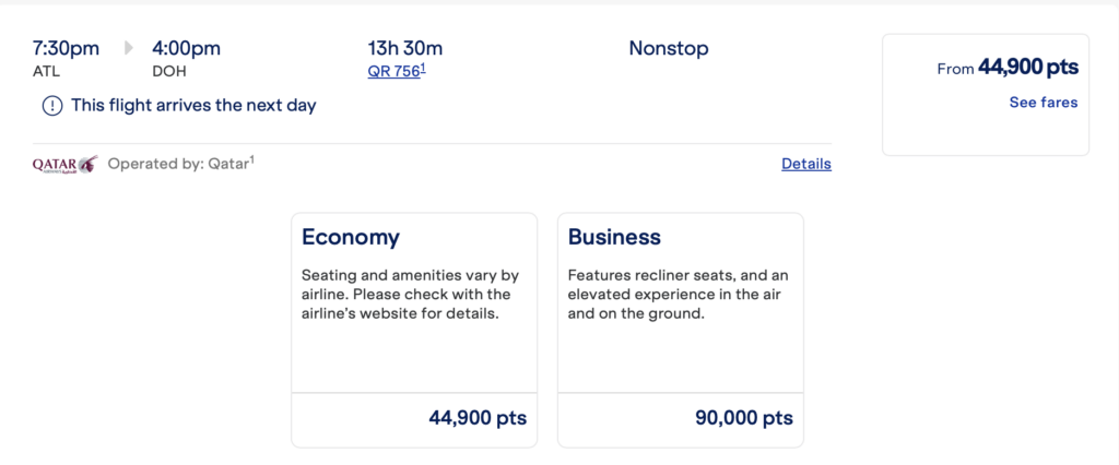 Atlanta-Doha on Qatar booked through JetBlue